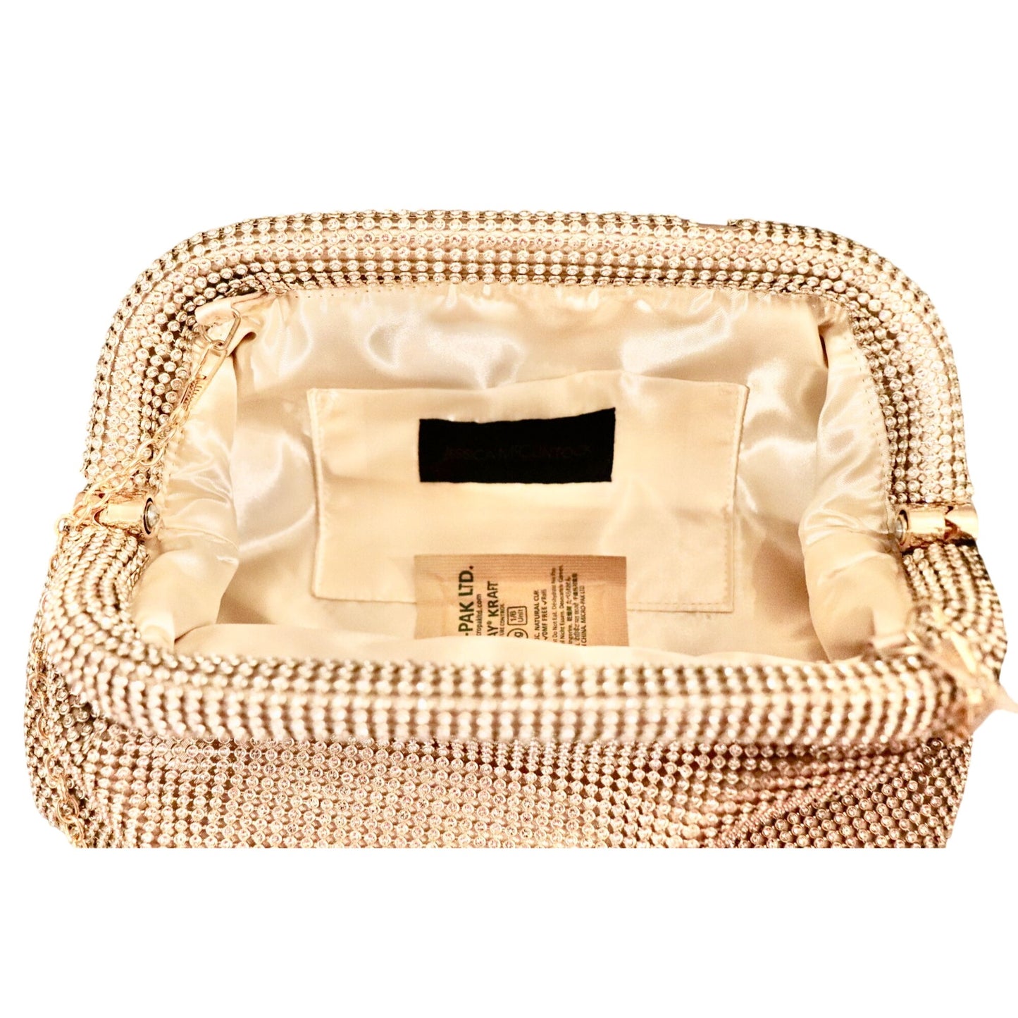 Jessica McClintock Gold Mesh Evening Bag With Chain Strap