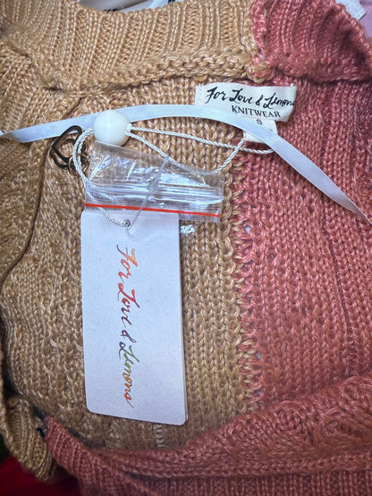 For Love & Lemons Colorblock Cable Knit Cardigan, Size Small NWT