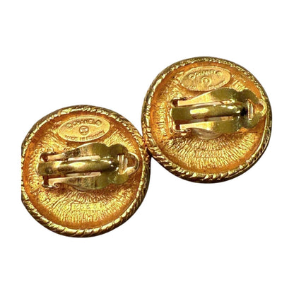 Vintage Chanel Round Pearl Clip-On Earrings – Gold-Tone (Made in France)