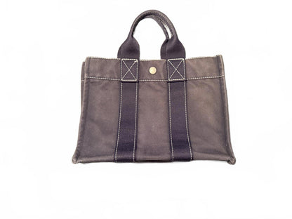 Hermes Blue Canvas Small Tote Bag with Dual Handles