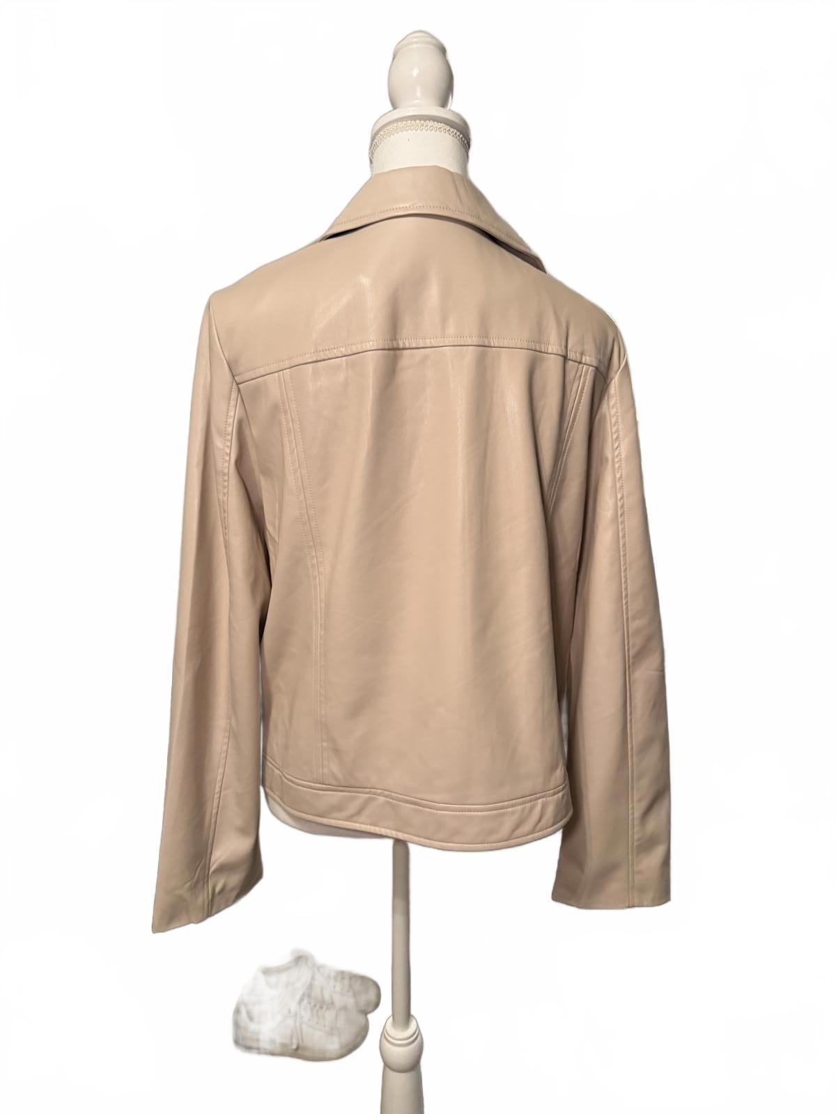 New Elie Tahari Zinc Vegan Leather Zip Up Jacket, size XL