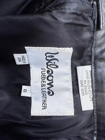 Wilsons Vintage Black Leather Mini Skirt, Size 6