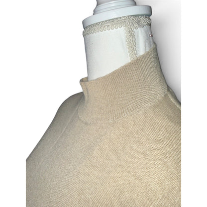 Lafayette 148 NY Nude Mock Neck Short Sleeve Sweater Womens Size M NWT