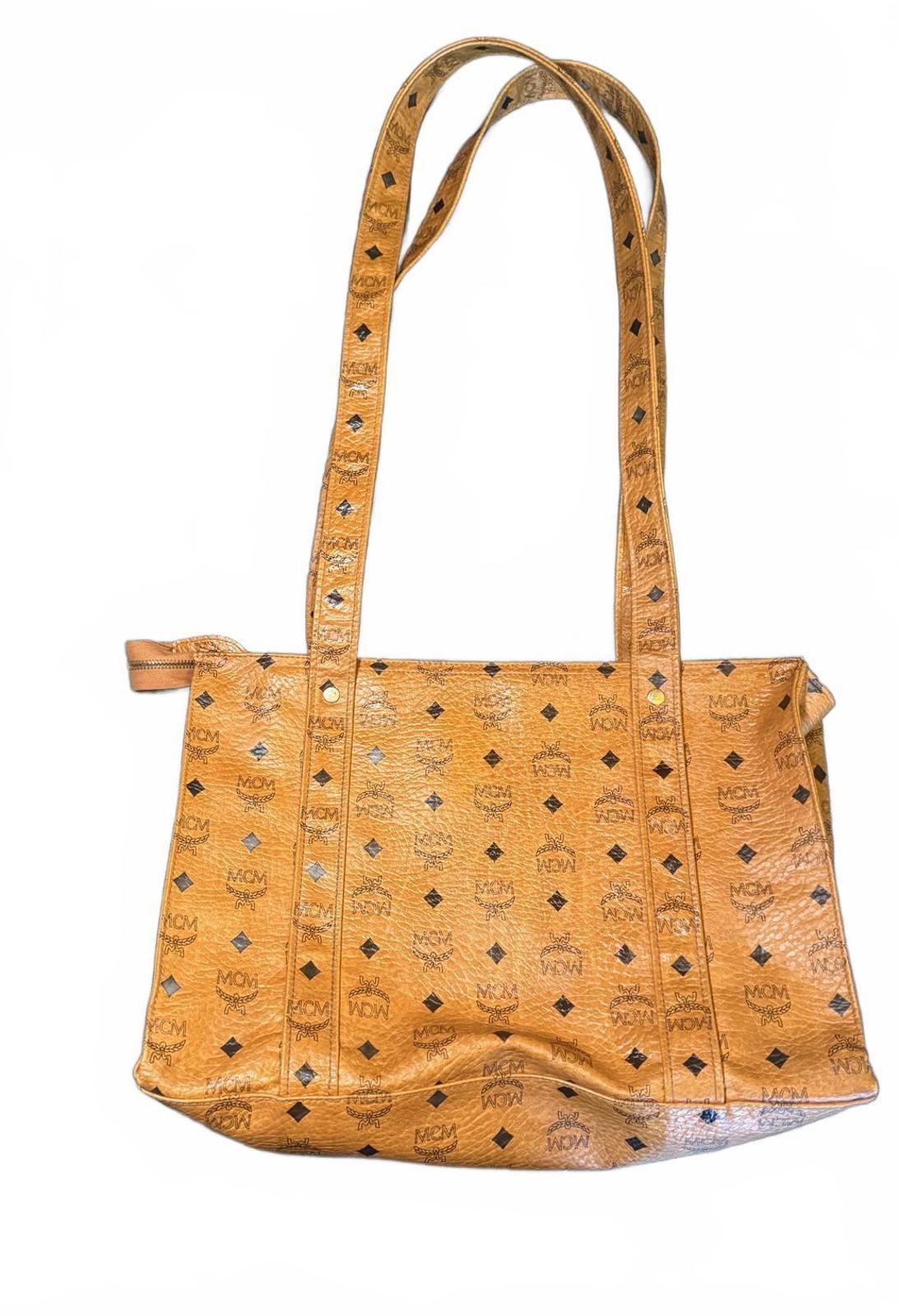 Vintage MCM Cognac Visetos Leather Tote Bag