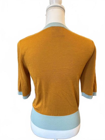 Happy Sheep Geometric Pattern Knit Silk and Cashmere Top, Small