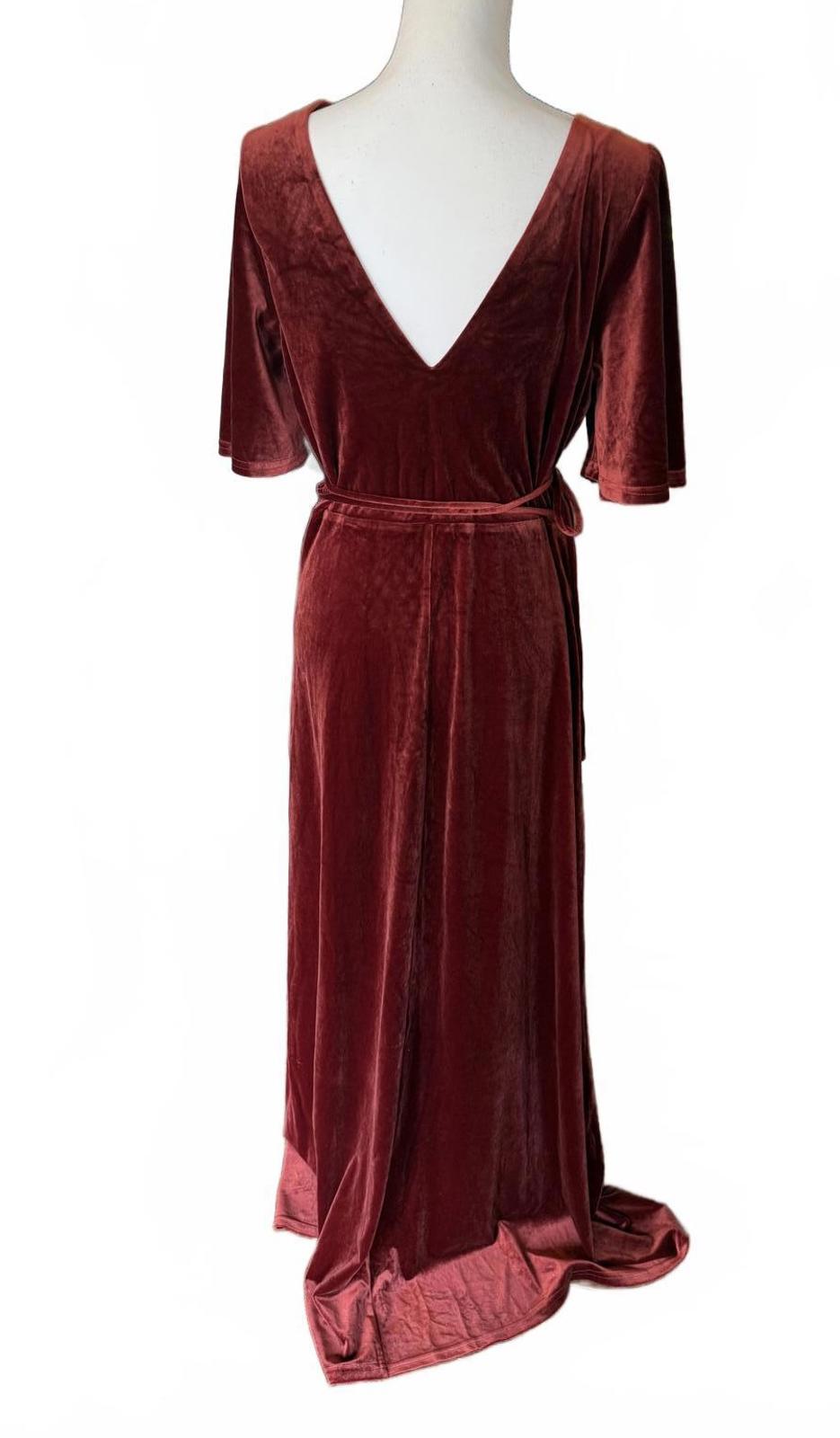 New Lulus Burgundy Velvet Wrap Maxi Dress