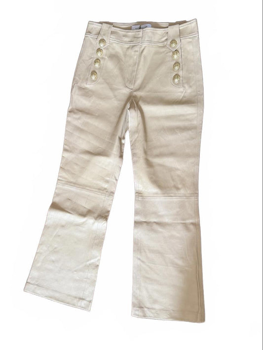 New Derek Lam 10 Crosby Women's Beige Leather Pants, Size 8