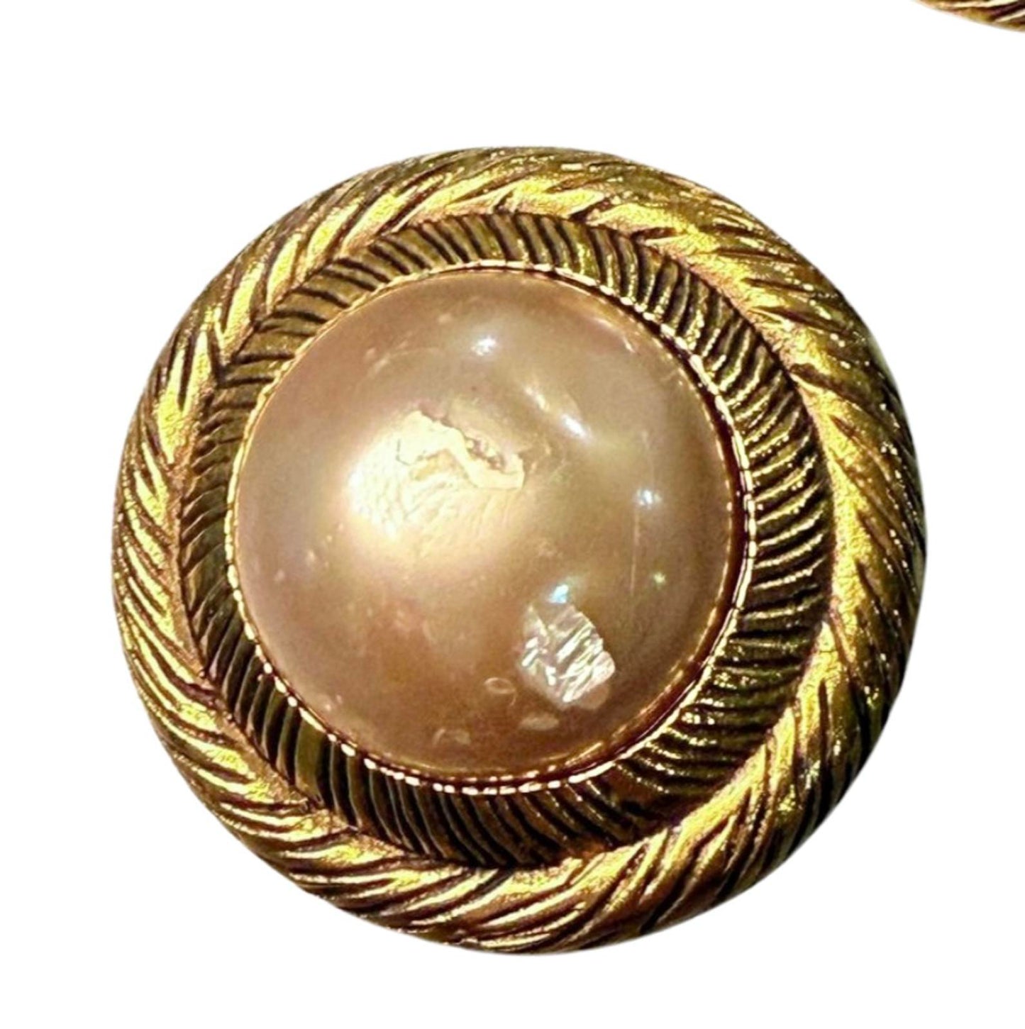 Vintage Chanel Round Pearl Clip-On Earrings – Gold-Tone (Made in France)