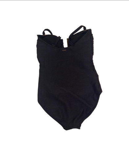 New Sea Level Swim One-Piece Swimsuit, Size US 8, Black Ribbed with U Bust Accent