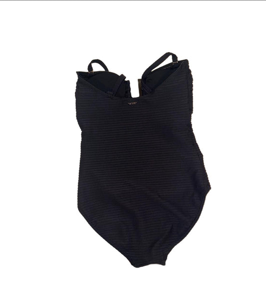 New Sea Level Swim One-Piece Swimsuit, Size US 8, Black Ribbed with U Bust Accent