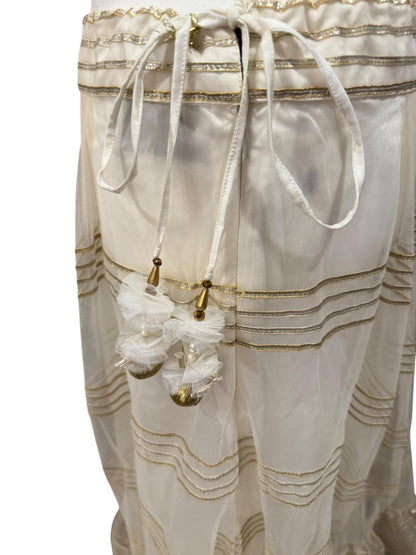 New Nazila Couture Sheer Gold-Trimmed Maxi Skirt, size Medium