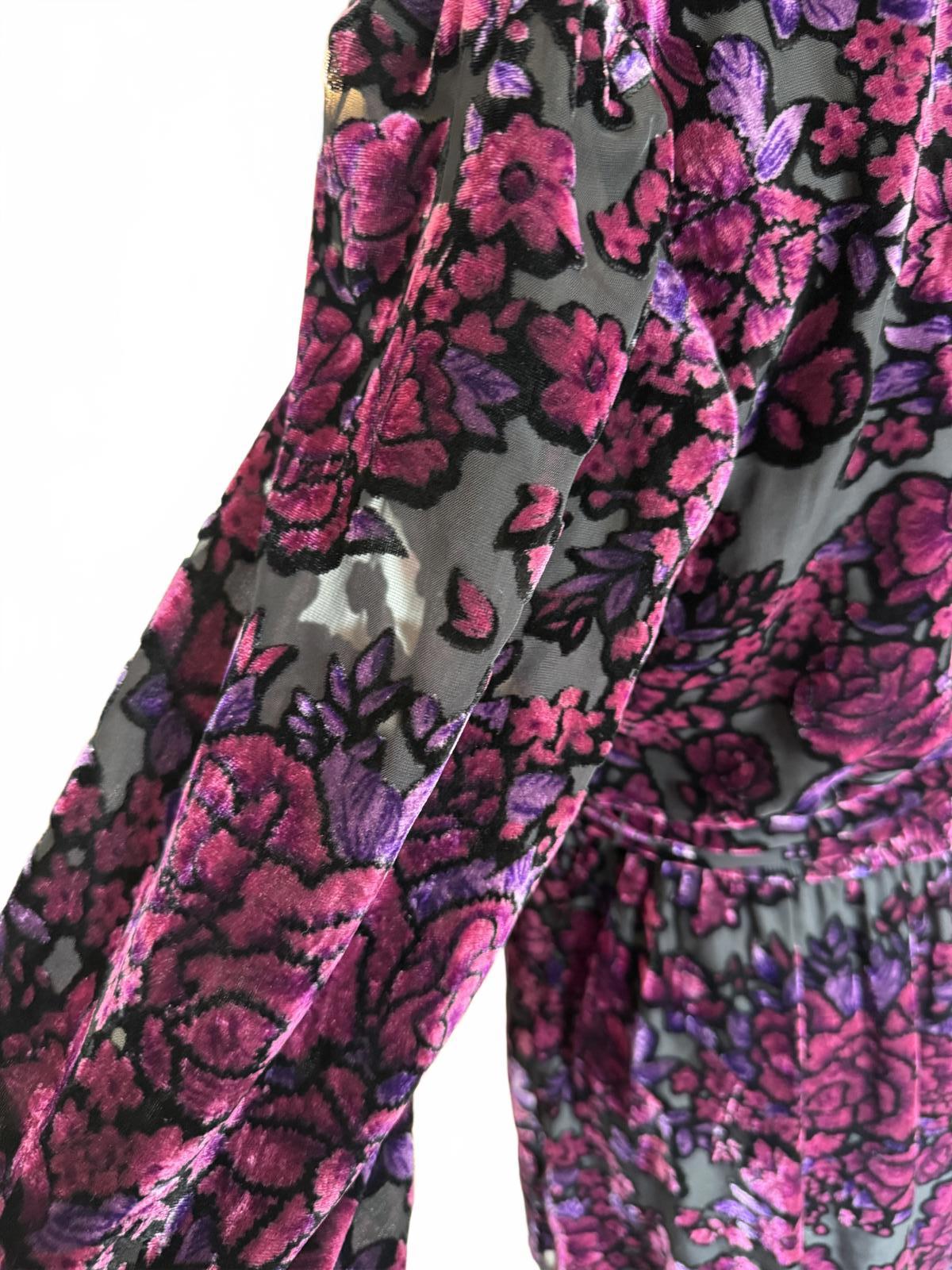 New Eliza J Mesh Long Sleeve Floral Velvet Dress, Size 14