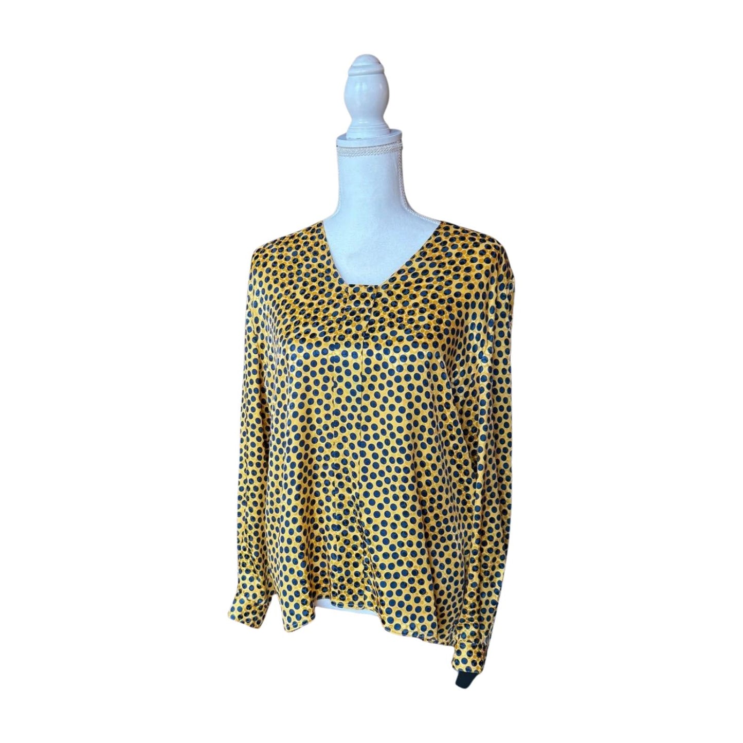 Vintage Valentino Miss V 100% Silk Polka Dot Blouse, Size 10 (44)
