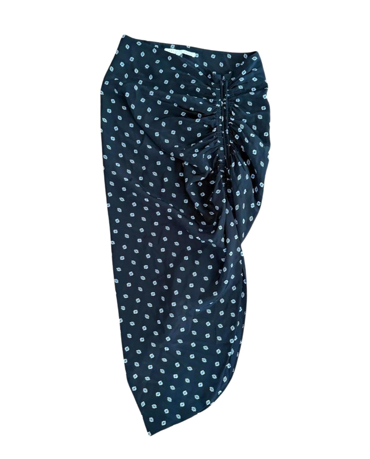 Veronica Beard Black Polka Dot Ruched Skirt, Size 6