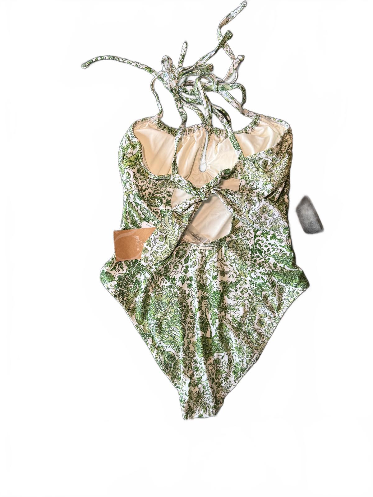 New Berlook Green and White Patterned One-Piece Swimsuit, XS