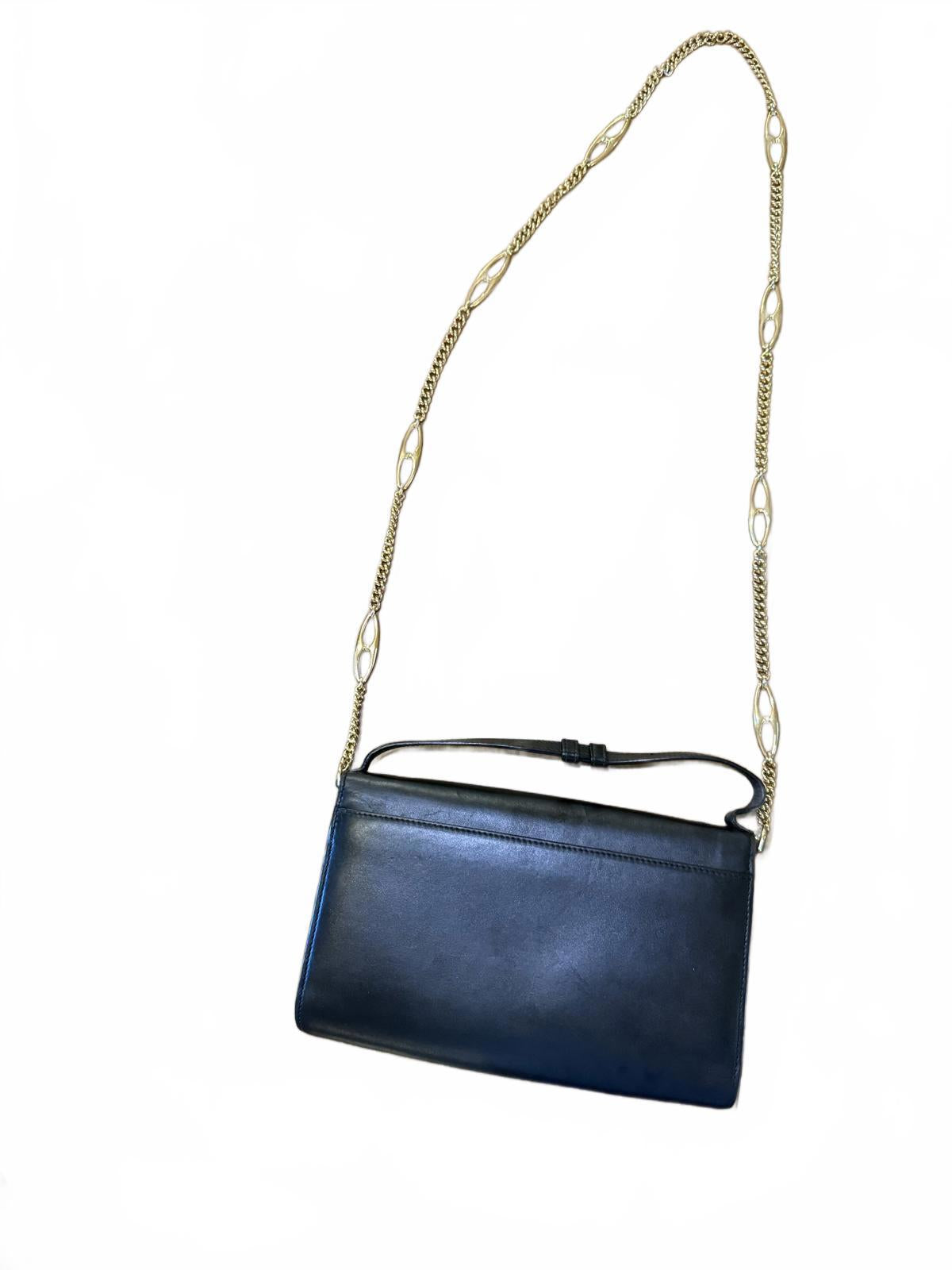 Gucci Zumi Black Leather Shoulder Bag with Gold Chain Strap