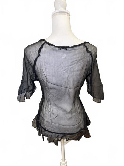 Silk Embellished Y2K Sheer Top, Large (better fits Small/Med)