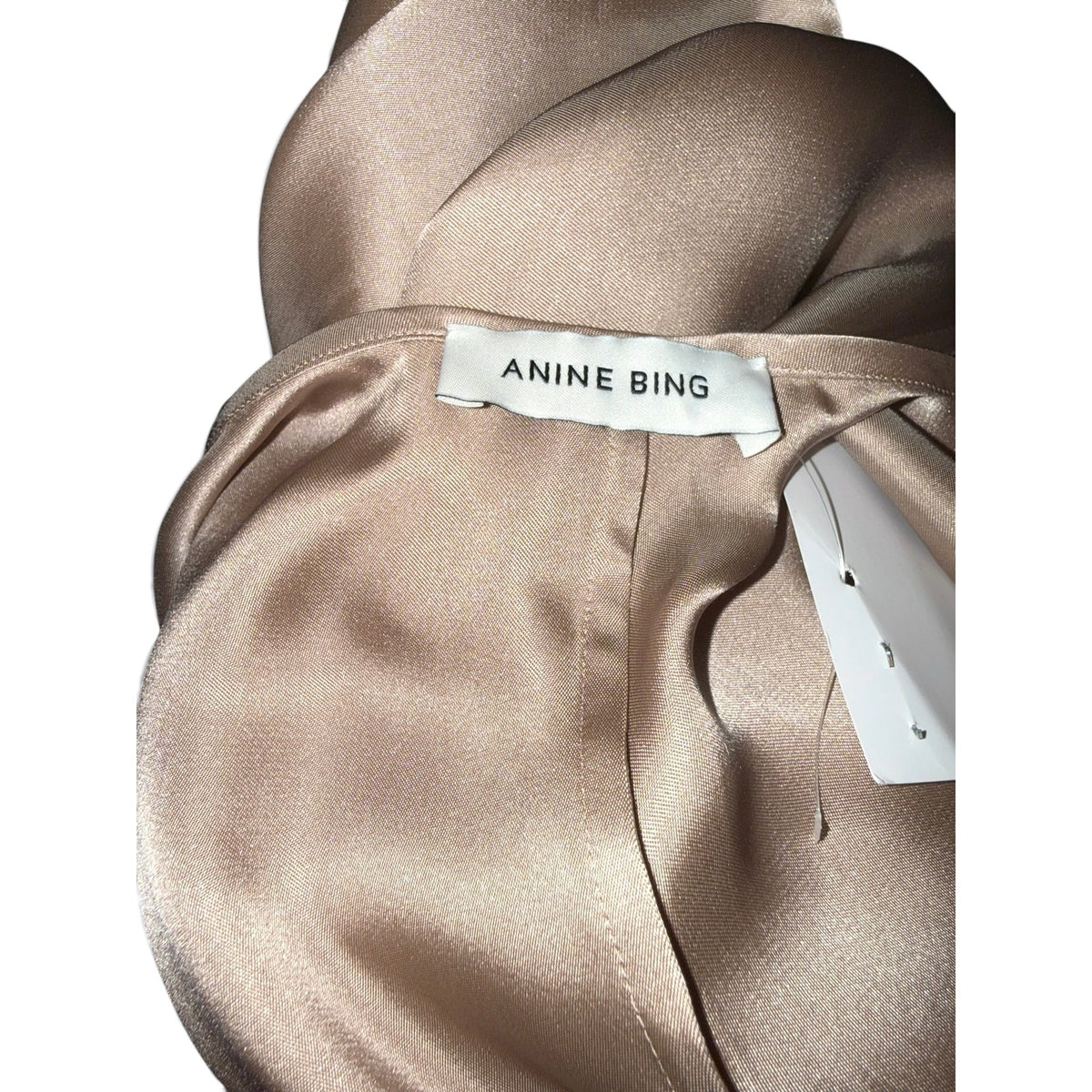 Anine Bing Alison Scoop Neck Dress in Champagne, Small (oversized) NWT