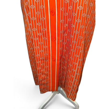 Miss Dior Orange and White Monogram Belted Shirt Dress, Size 11