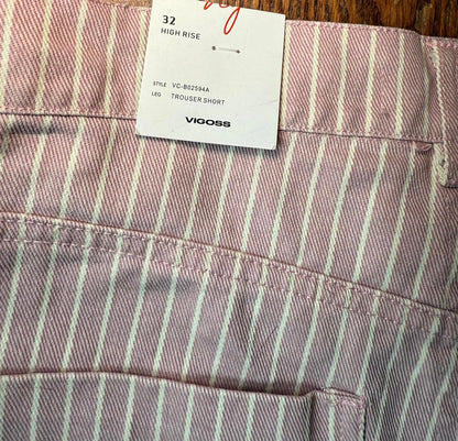 New Vigoss Women's High Rise Striped Casual Shorts, size 32