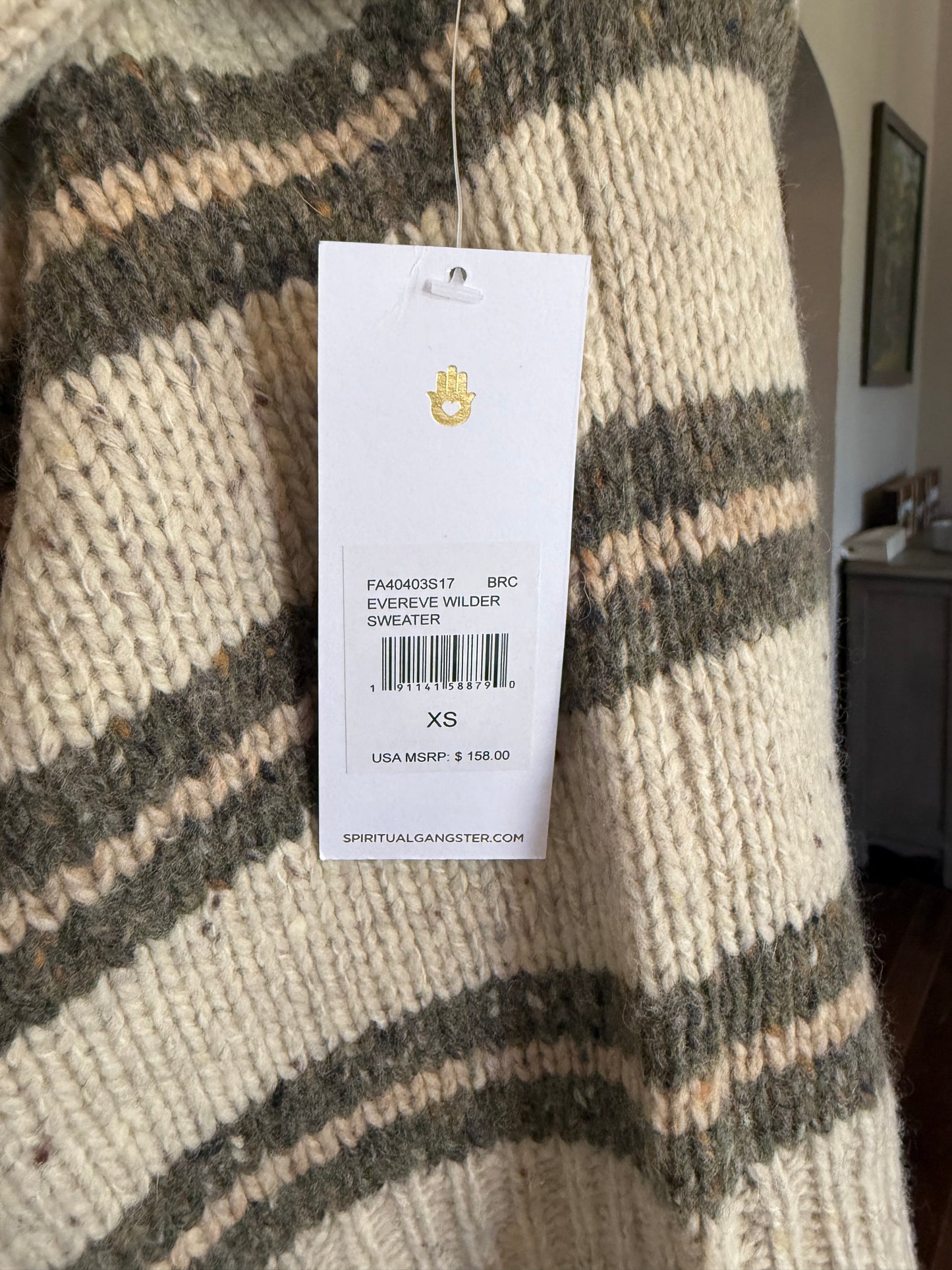 NWT Spiritual Gangster Striped Knit Cropped Sweater, Size XSmall