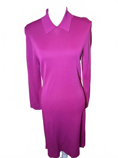 Trina Turk Long Sleeve Collared Dress in Magenta (0623)
