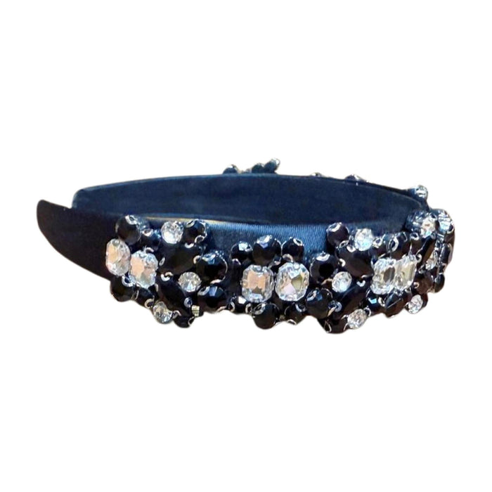 Embellished Black Jeweled Statement Headband