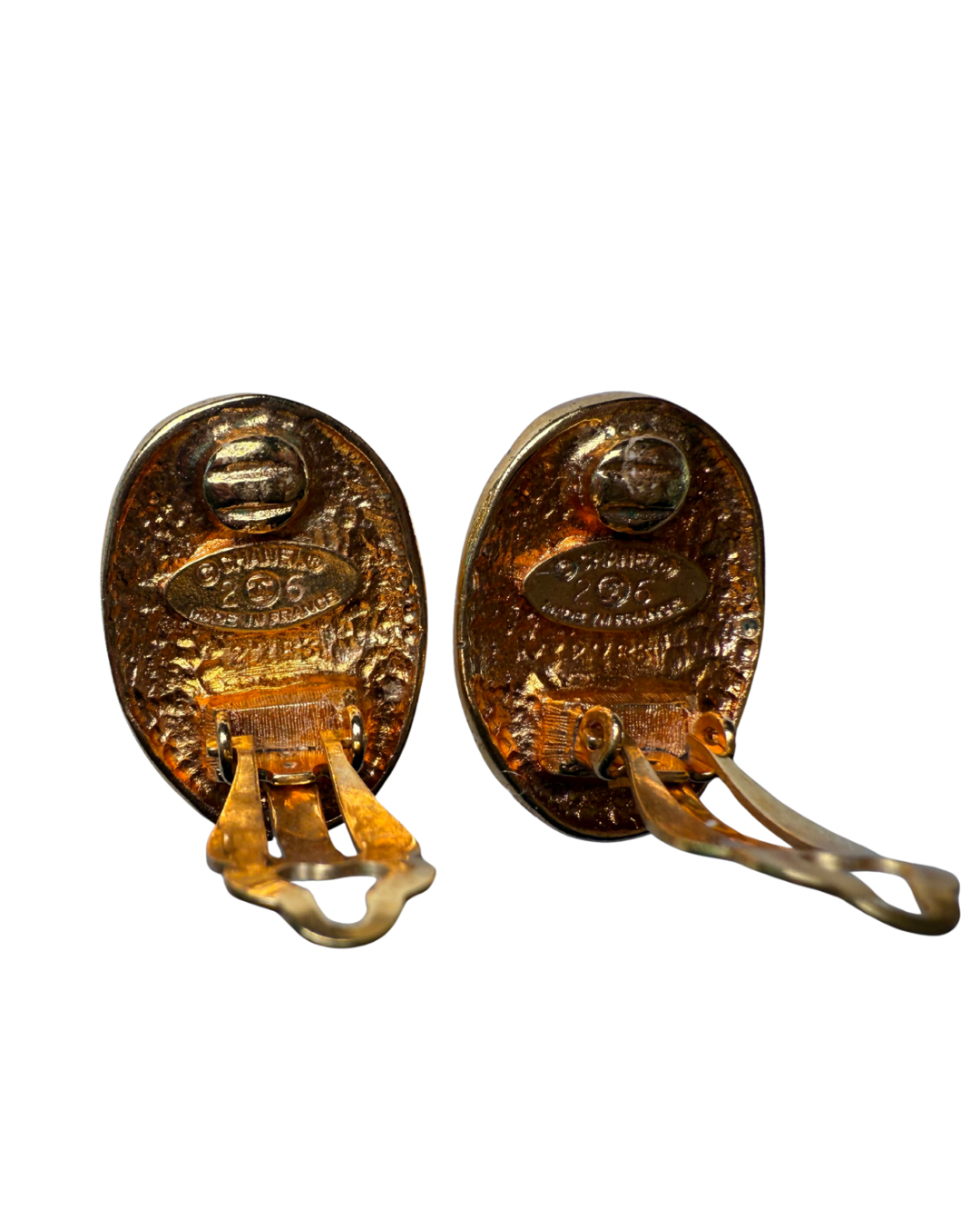 Vintage Chanel Gold Plated Oval Clip-On Earrings (Circa 1986–1988)
