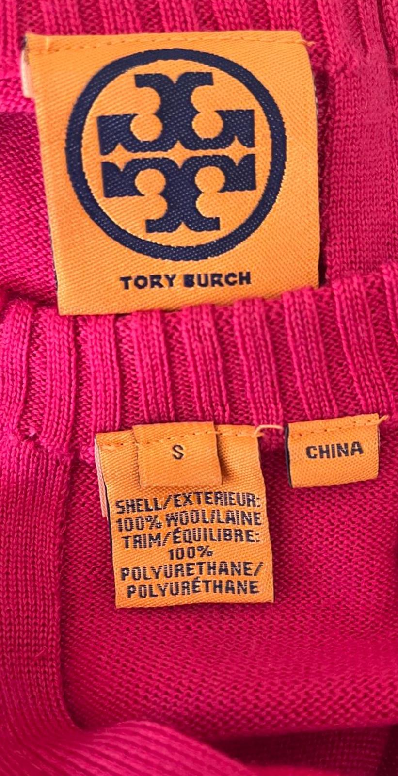 Tory Burch Women's Pink Sweater with Gold Logo, Small