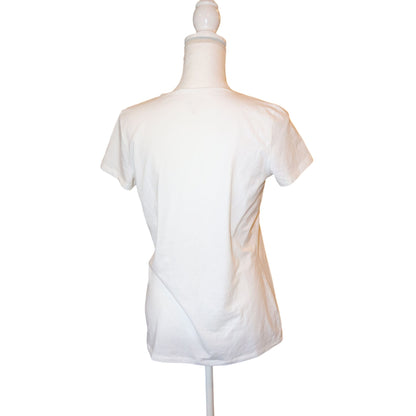 Lilly Pulitzer White V-Neck Short Sleeve Stretch T-Shirt, Medium NWOT