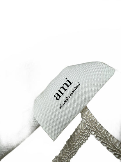 AMI Paris White Polo Shirt with Red 'A' Heart Logo