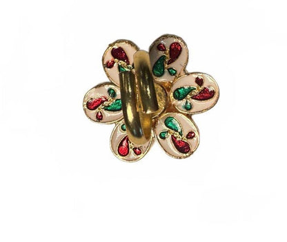 Vintage Floral Gold Tone Statement Adjustable Ring