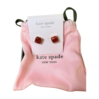 New Kate Spade Red Glitter Square Stud Earrings