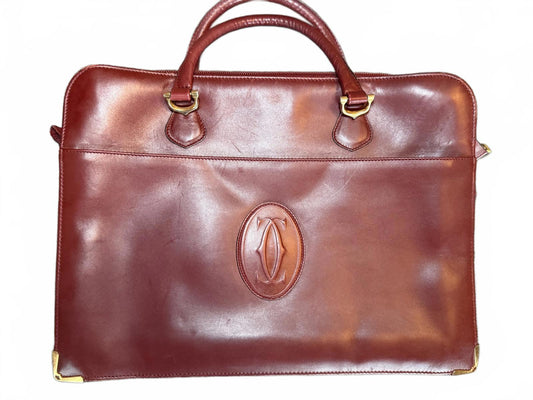 Cartier a Must De Cartier Bordeaux leather briefcase.