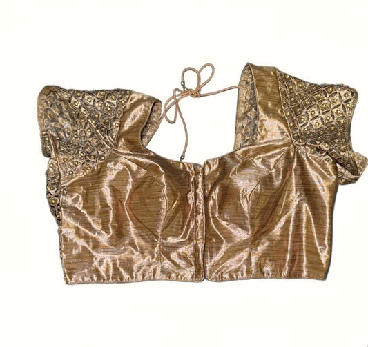 Nazila Couture Gold Choli Blouse, Large