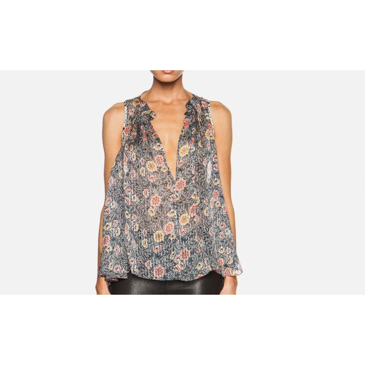 Isabel Marant "Alika" Printed Silk Trapeze Top, Size 40 (L)