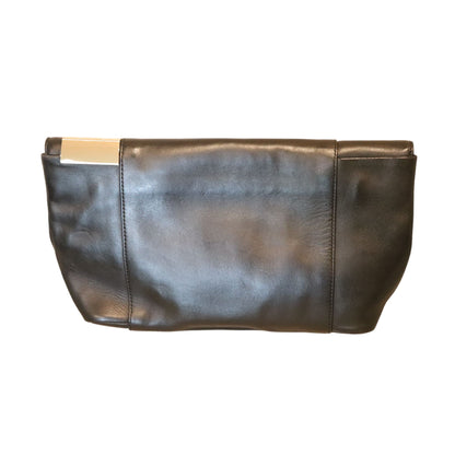 Victoria Beckham Black Leather Foldover Clutch Bag