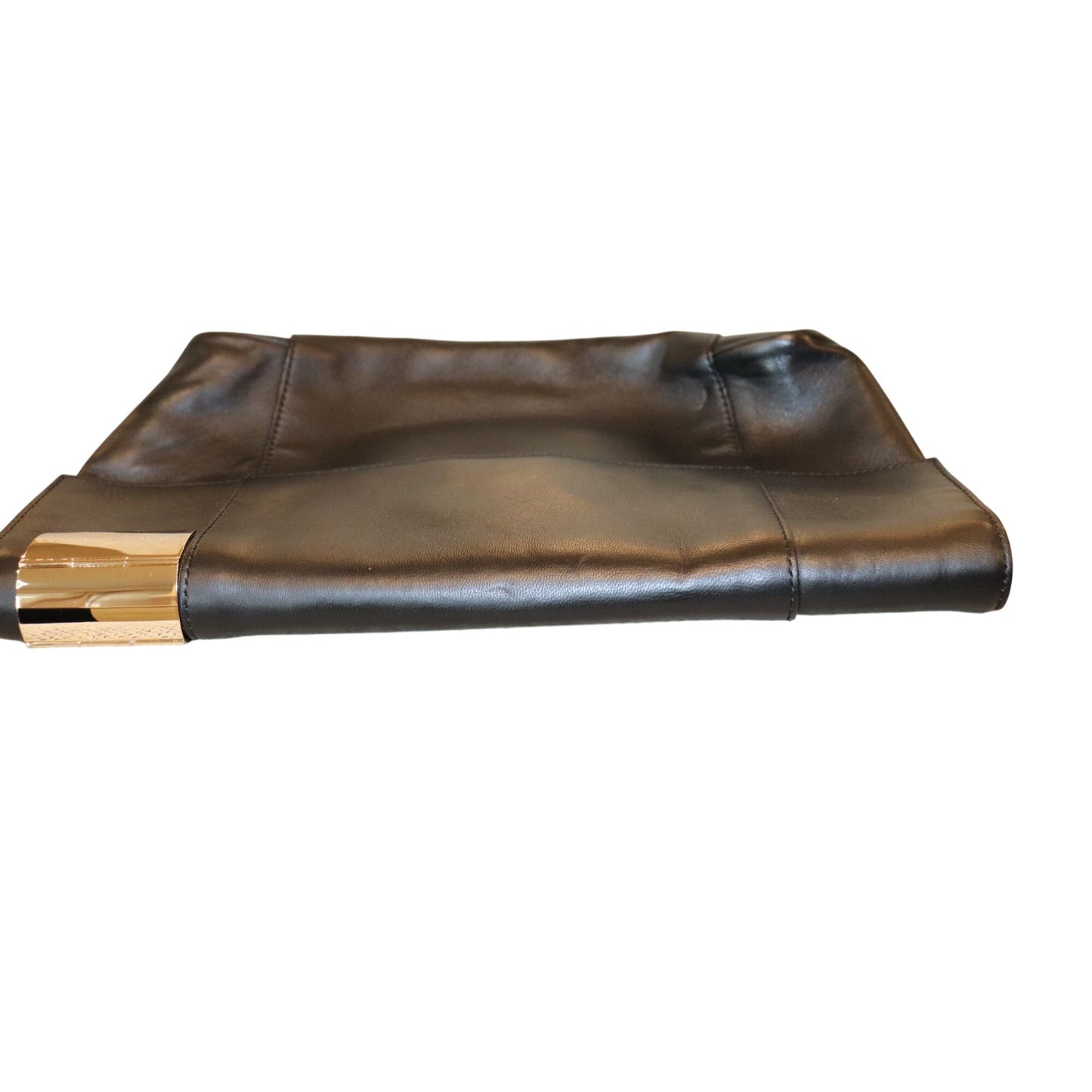 Victoria Beckham Black Leather Foldover Clutch Bag