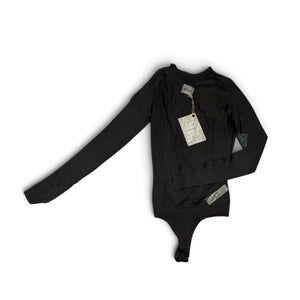 Khaite Enzo Black Silk-Blend Long-Sleeve Thong Bodysuit XS New With Tags