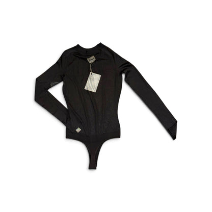 Khaite Enzo Black Silk-Blend Long-Sleeve Thong Bodysuit XS New With Tags