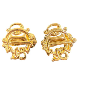 Christian Dior Gold-Tone Vintage Monogram Clip-On Earrings