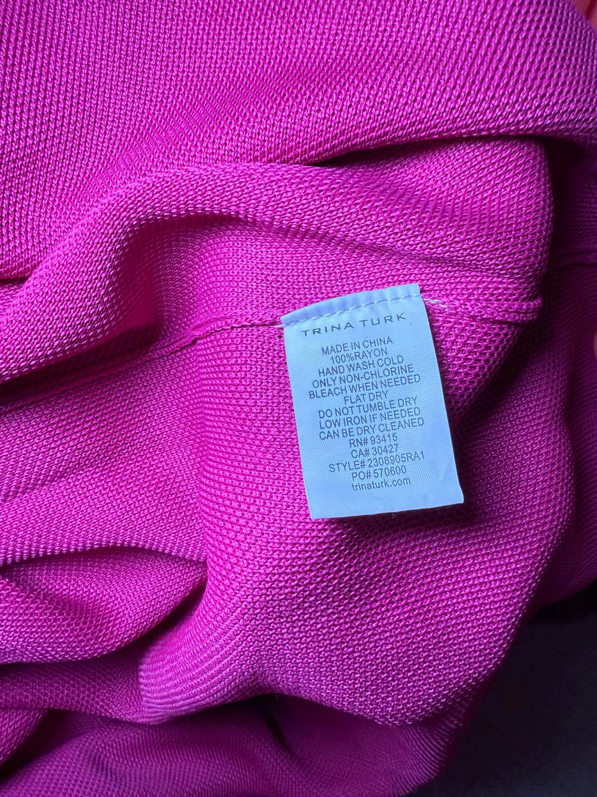 Trina Turk Long Sleeve Collared Dress in Magenta (0623)