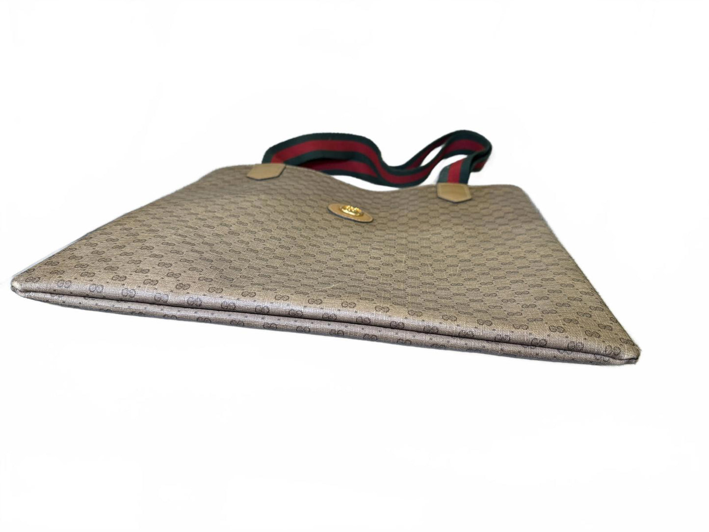 Gucci Vintage Monogram Tote Bag with Signature Web Strap