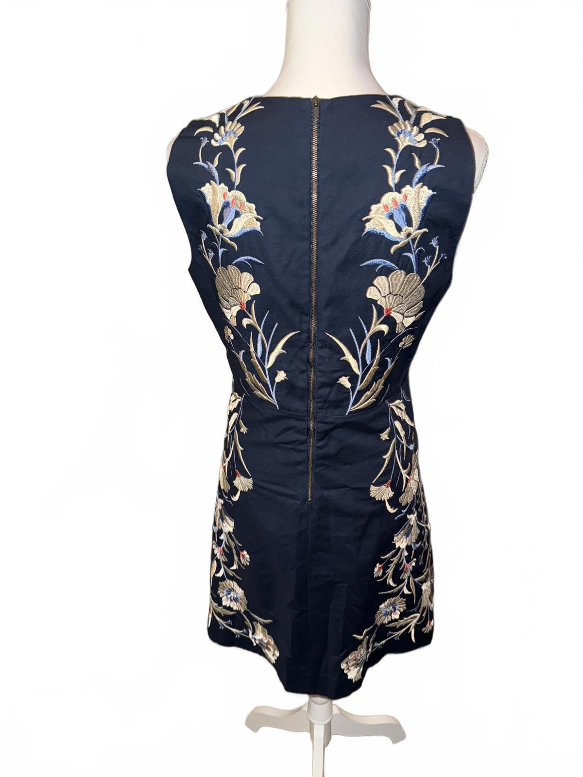 Navy Sleeveless Moulinette Soeurs Embroidered Dress, size 12