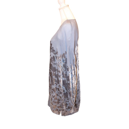 Johnny Was 4LoveAndLiberty Blue Floral Sheer Long Sleeve ,Dress Size L