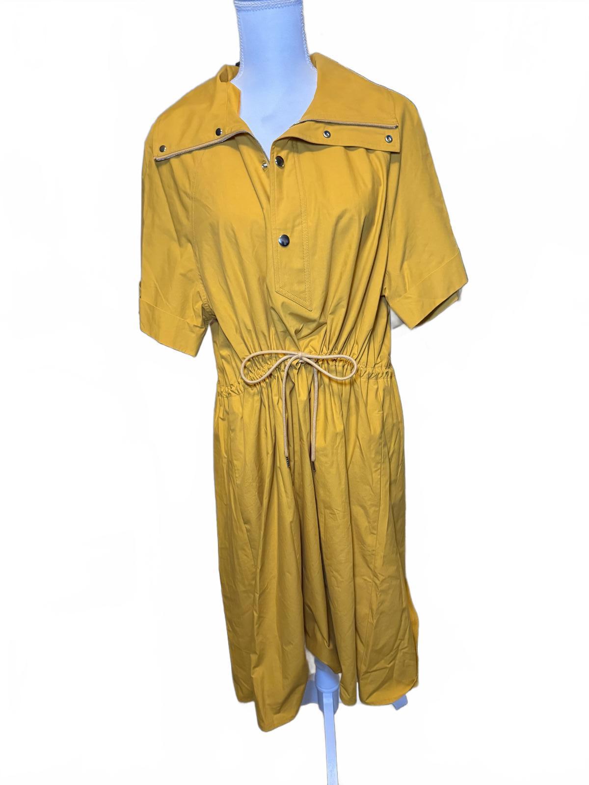 New Kenzo Women's Yellow Short Sleeve Dress with Drawstring Waist, Size 40