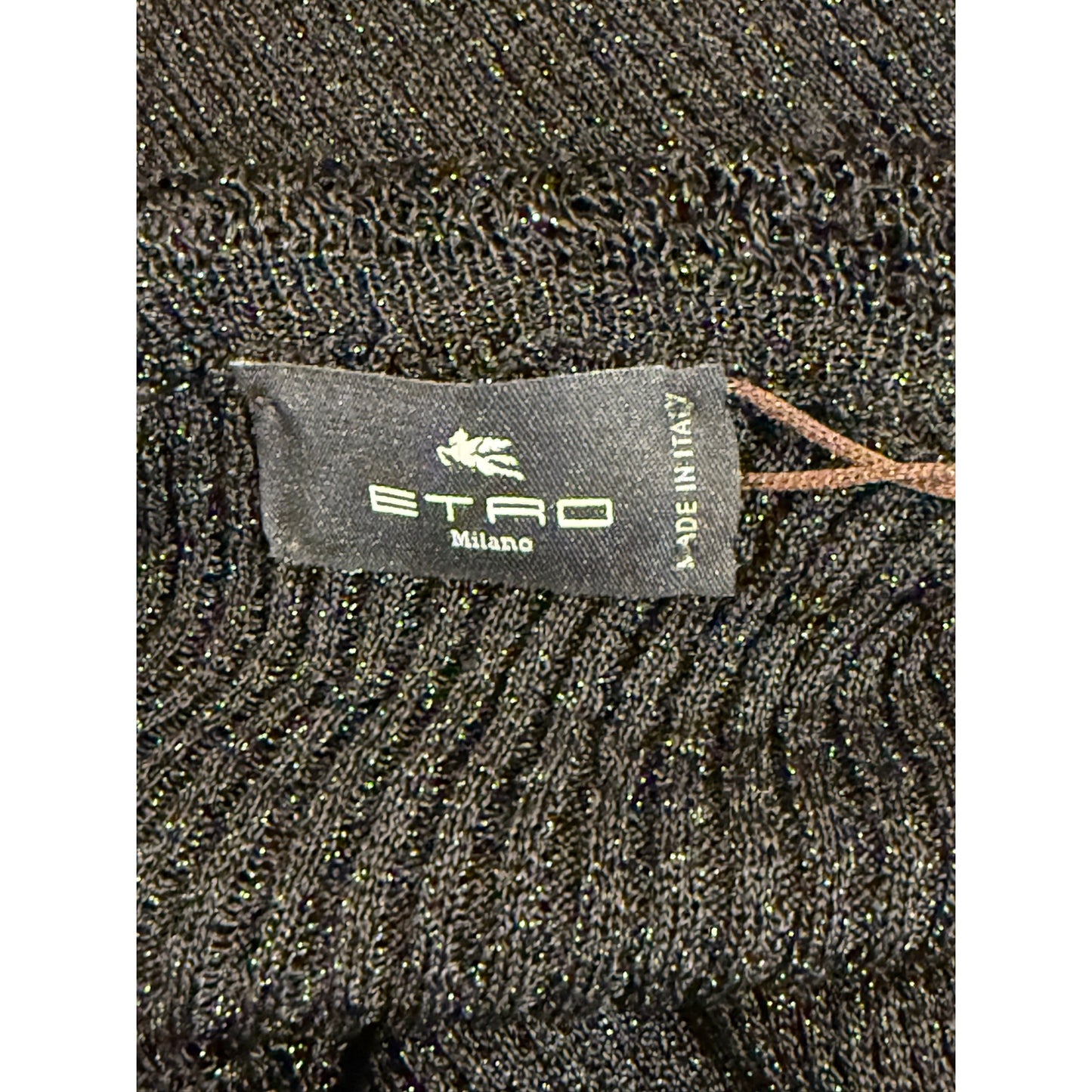 Etro Black Metallic Ruffle Knit Sweater Size 42/US 6 NWT