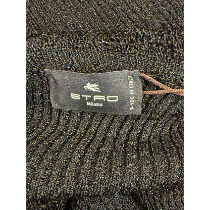 Etro Black Metallic Ruffle Knit Sweater Size 42/US 6 NWT