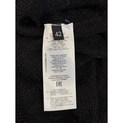 Etro Black Metallic Ruffle Knit Sweater Size 42/US 6 NWT