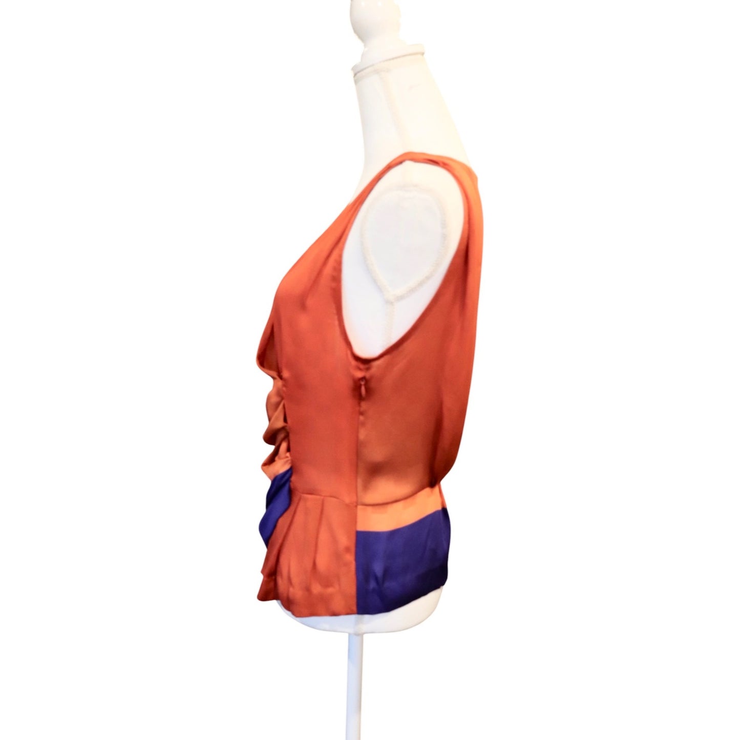 Dries Van Noten Silk Colorblock Sleeveless Orange & Purple Top Size 38 Belgium
